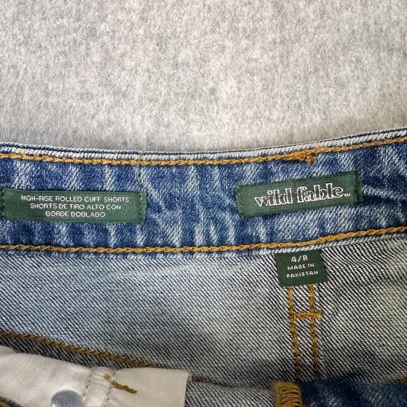 Wild Fable Denim Shorts Blue Womens Size 4 High-Rise Rolled Cuffed Relaxed Fit - Picture 5 of 8